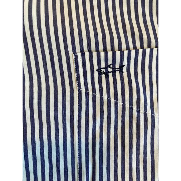 Paul & Shark Button Shirt 42 Large Yachting Striped Long Sleeve Performance Blue - Picture 5 of 13